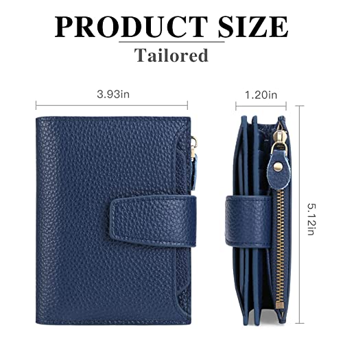 Image of Falan Mule Women's Royal Blue Leather Wallet with RFID Blocking, Card Holders, and Coin Pouch