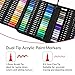 Pagather 72 Colors Acrylic Paint Markers, Dual Tip with Fine Tip and Brush Tip Pens for Stone, Wood, Calligraphy, Canvas, Ceramic, Metal, Glass, Rock Painting, DIY Crafts Art Supplies Kit