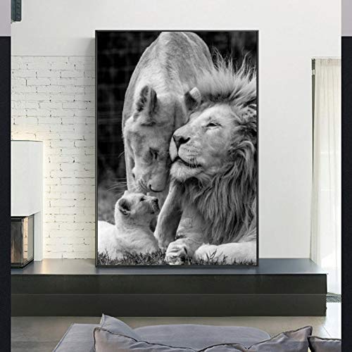SYXBEIVK Tableau Roi Lion Aquarelle - Peinture Sur Toile Sans Cadre, Décoration Chambre Enfant 40x60cm Ou 30x42cm