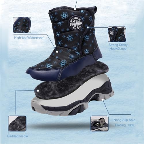 FLIOZY Kids Snow Boots Boys Winter Youth Snow Boots with Plush Lining Waterproof Slip-Resistant Outdoor Girl' Winter Footwear(Toddler/Little Kid/Big Kid)2