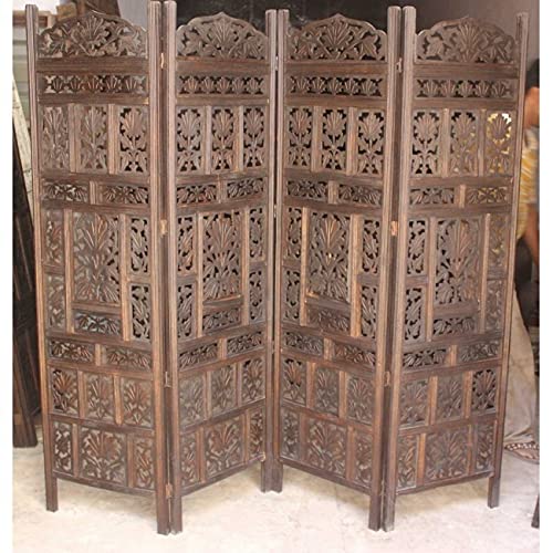 Buy Hand Carved Indian Partition Screen Room Divider Chocolate 59.0