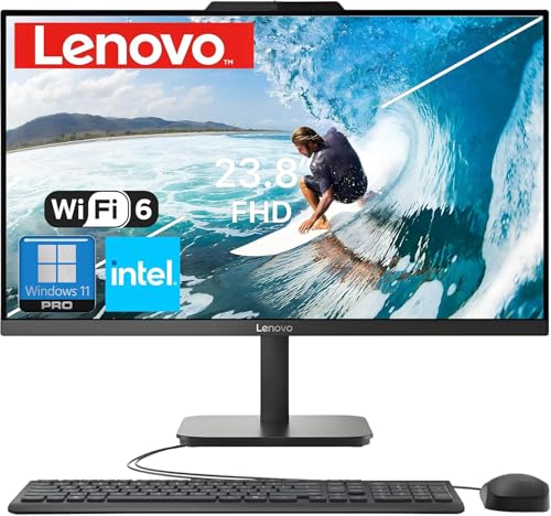 Image of Lenovo 24 All-in-One Desktop Computers, FHD Anti-Glare 250nits, Intel N100 4-Cores Processor, for Home & Business PC, Keyboard & Mouse, WiFi 6, Windows 11 Pro, w /Accessories (32GB RAM | 1TB SSD)