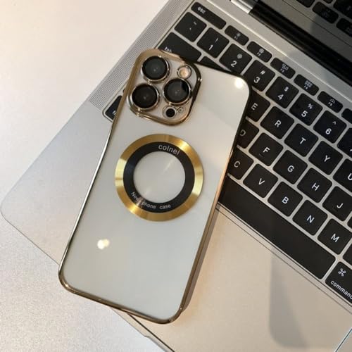 Étui de chargement sans fil haut de gamme couleur or pour sublimer l'iPhone 14 transparent
