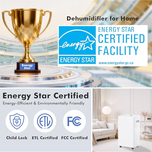 Image of NEWBULIG 50Pints Dehumidifier with Drain Hose, 3,500 Sq.Ft Dehumidifier for Basement, 1.19 Gallon Tank, Low 41dB, Airflow Swing, Ideal Whole House Humidity Remover for Home, Bedroom & Bathroom