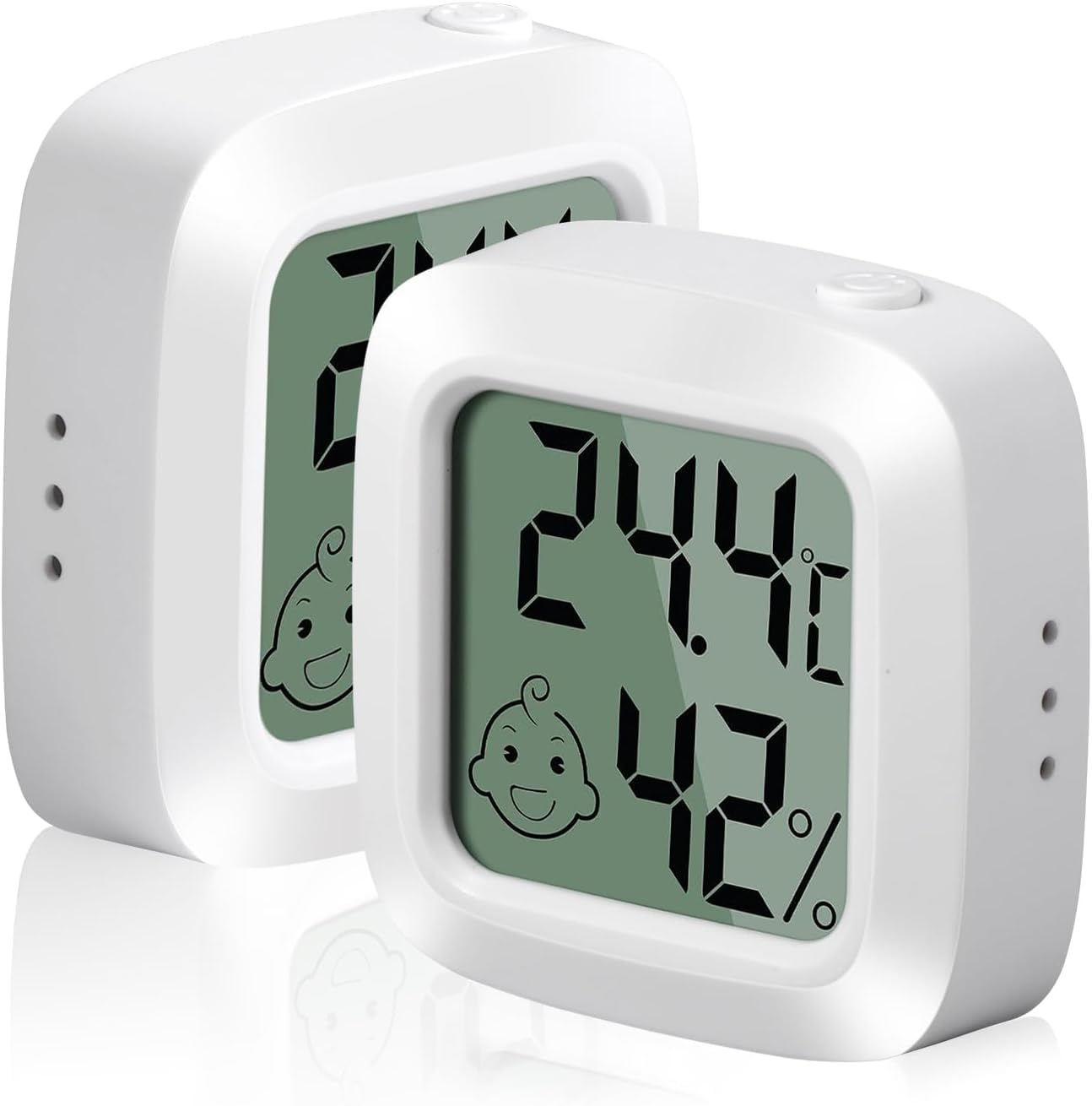 Vinabo 2 pièces Petit Thermomètre Hygromètre Intérieur Digital à Haute Précision, Indicateur Niveau de Confort pour Bureau,Chambre de bébé Vestiaire (Lot de 5)