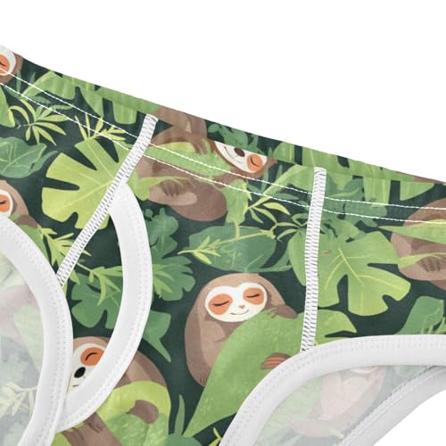 Wusikd Sloths Sleeping Boys' Underwear Cotton Leaves Boys Briefs Soft Toddler Underwear 2T4