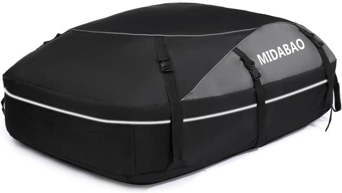 MIDABAO 20 Cubic Waterproof Duty Car Roof Top Carrier - Cargo Bag With Coated Zippers for Cars With or Without Racks