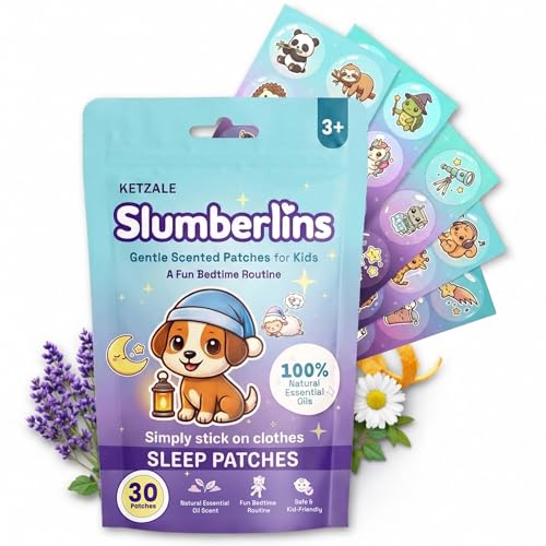 Slumberlins Calming Sleep Patches for Kids & Toddlers - Natural Bedtime Support Stickers with Lavender & Chamomile Essential Oils. Melatonin Free Aromatherapy Sleep Aid, Stick on Clothes, Age 3+, 30Ct