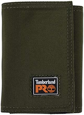 Timberland PRO Men's Cordura Nylon RFID Trifold Wallet with ID Window, Olive, One Size