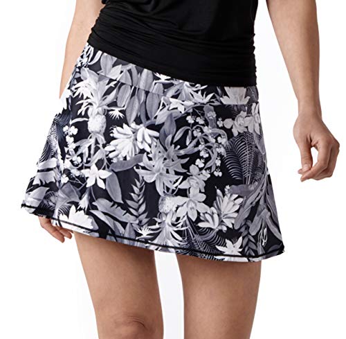 Queen of the Court Black & White Tropical Floral Womenâ€™s Performance Athletic Skirt | Tennis | Running | Training | Pickle Ball Skort (X-Small)