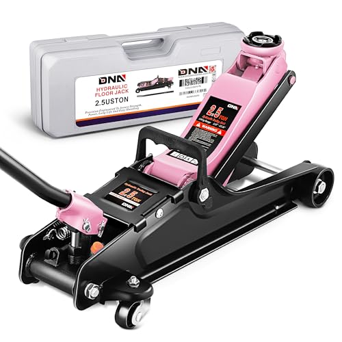 Image of DNA Motoring Low Profile Hydraulic Trolley Service /Floor Jack, 2.5 Ton (5500 lbs) Capacity, Lifting Range 3.35 inch-15.16 inch,Pink, TOOLS-00676-PK