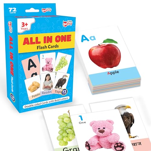Image of Flash Cards for 3 Year Old | 72 Double Side Card with 120+ Pictures | Learning & Education Toy for Girls & Boys | Learn 14 Primary Topics | Flash Cards for 3+ Year Old to Up