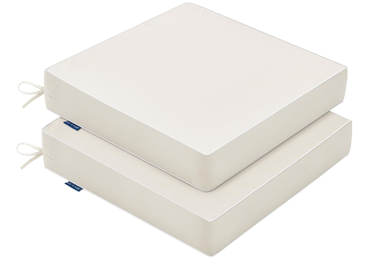 Photo 1 of MIULEE Cream White Outdoor Chair Cushions Set of 2, 19x19x3 Inch Waterproof Patio Seat Cushions for Outdoor Furniture Couch Sofa, 3 Year Color Fastness High Density Foam with Adjustable Ties