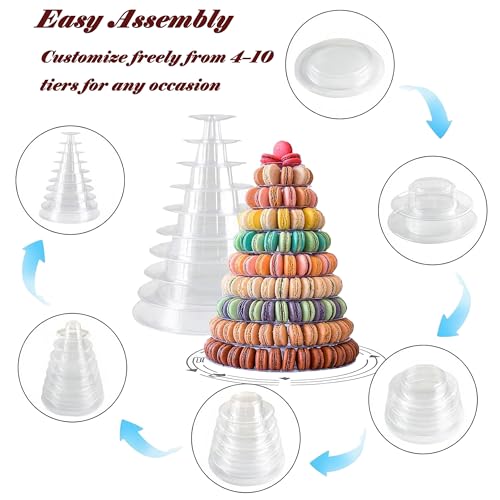 10-Tier Clear Macaron Tower Stand, Round Plastic Dessert Display Rack, Transparent Cupcake Holder & Serving Platter for Wedding, Birthday, Baby Shower Party Decor by Zoriva - Used condition - Image 3