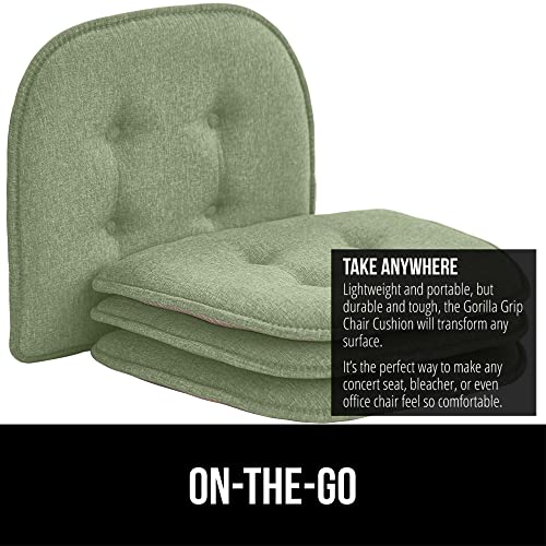 Gorilla Grip Tufted Memory Foam Chair Cushions, Set Of 4, Comfortable Seat Cover Cushion, Thick Durable And Washable Slip Resistant Pads For Dining Room Chairs, Office Desk, Kitchen Table, 16X17 Sage #TOP6