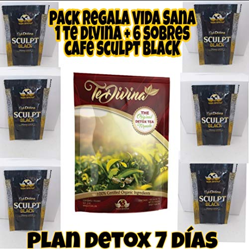 Pack Regala Vida Sana DETOX DIVINA. 1 TE DIVINA+6 SOBRES CAFE SCULPT BLACK