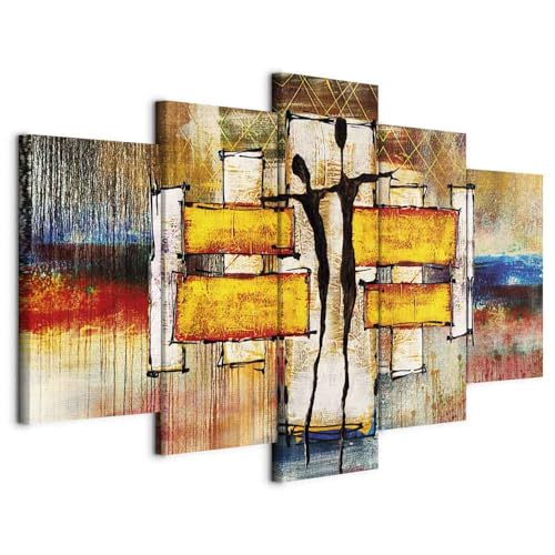 Cuadros B&D XXL - Quadro 200x100 cm 5 Pezzi - Stampa su Tela Strutturata XXL Grande - Quadri Moderni Componibili Camera da Letto Matrimoniale - Stampe da Parete Arte - Astratto Forma h-A-0077-b-o
