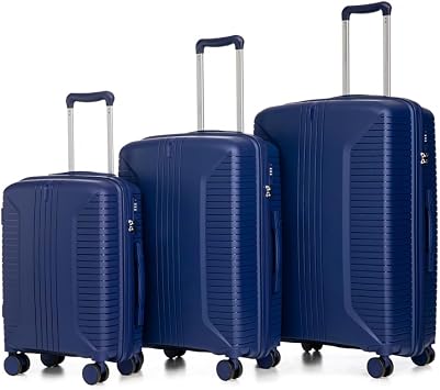 Durable Hardshell Luggage Set 3 Piece Spinner Wheels Lightweight Suitcases with TSA Lock 20/24/28 Inch Travel Bag Family Vacation,Blue