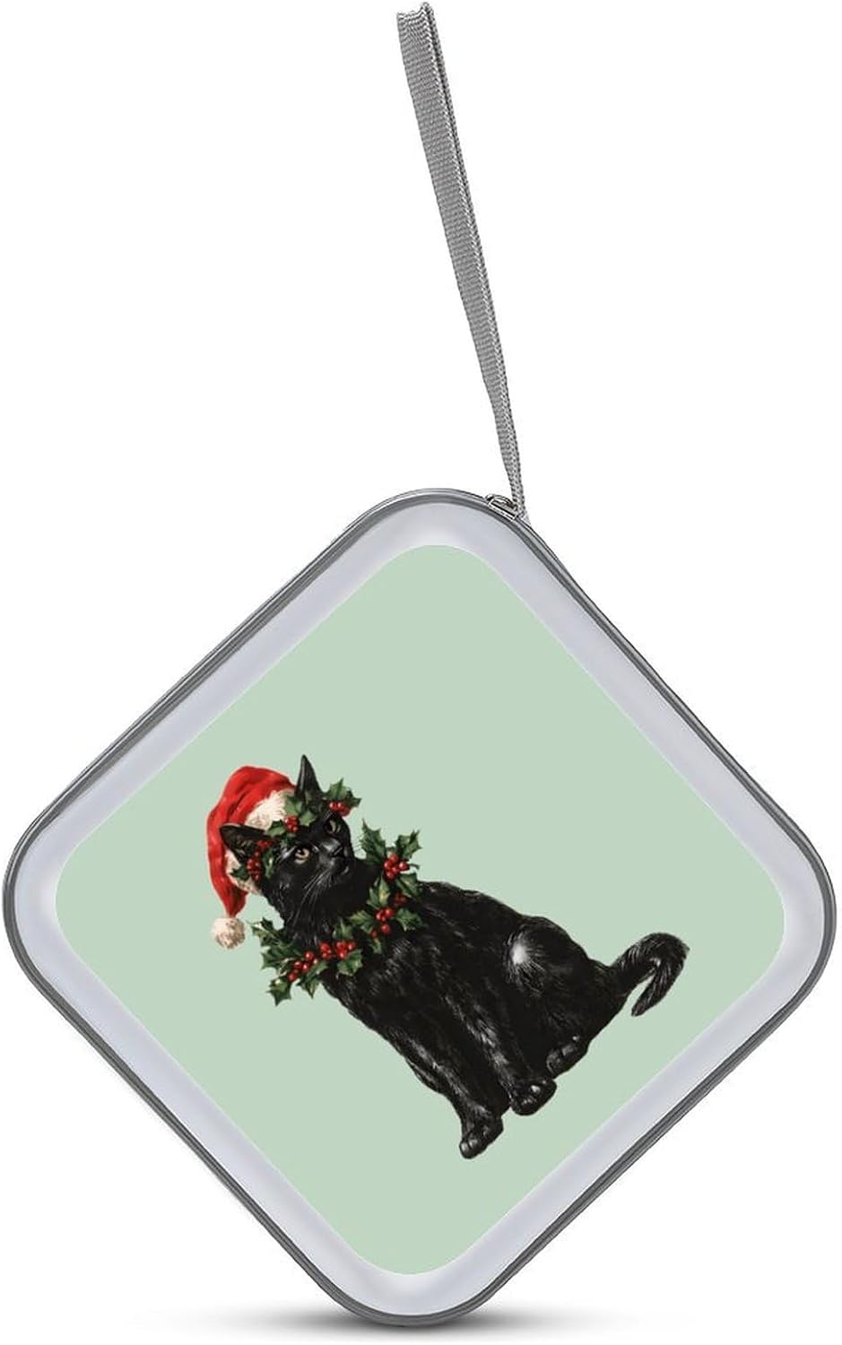 Vintage Cat Santa Hat Protective CD Case Storage Rack 40 Capacity DVD Holder Organizer Car Travel