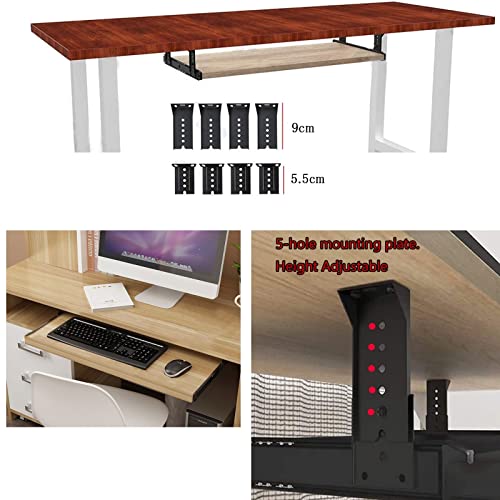 Bandeja para teclado debajo del escritorio con deslizadores suaves para un funcionamiento eficiente. Fácil instalación, diseño ajustable, ahorro de espacio para la oficina en casa y configuración de