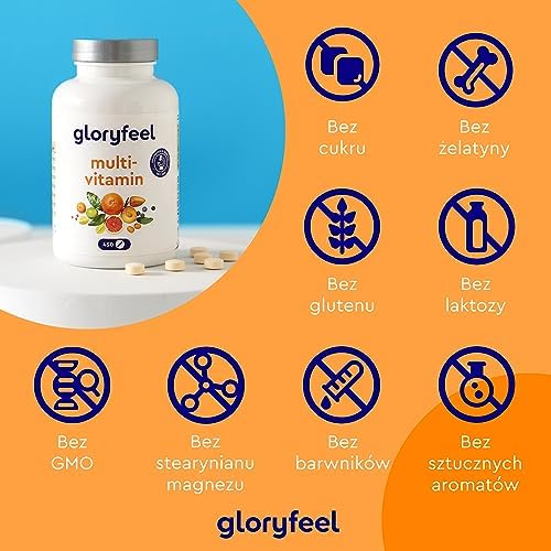 Multivitamina - Wysoka dawka - 450 tabletek (15 miesięcy) - Wartościowe witaminy A-Z i składniki mineralne - Wspiera odporność ** - Testowane laboratoryjnie - Wyprodukowano w DE bez dodatków