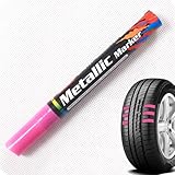 Nulala Rose Red Pennarelli per Pneumatici 1PZ, Pennarello Impermeabile per Pneumatici per Auto, Moto, Bicicletta, Profilo in Gomma Metallo Permanente