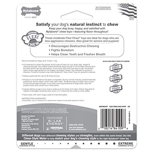 Nylabone Flexichew Dog Dental Pack Flexi & Dental Bacon X-Small/Petite (3 Count) #TOP6