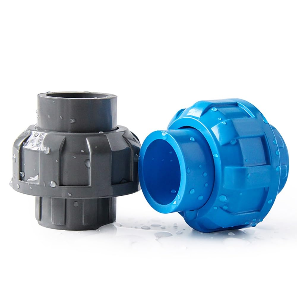 1 conector de unión de PVC duradero para riego y acuarios, junta de tubería azul de 50 mm para jardín, hogar y proyectos de bricolaje (azul, 25 mm)