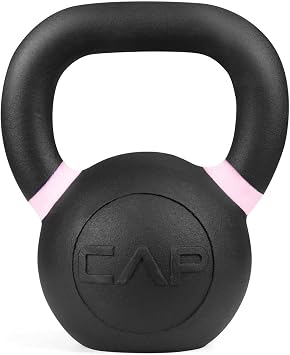 WF Athletic Supply Powder Coated Kettlebells, Black Matte Kettlebell Weights for Strength Training, Conditioning and Functional Fitness, LB and KG Markings