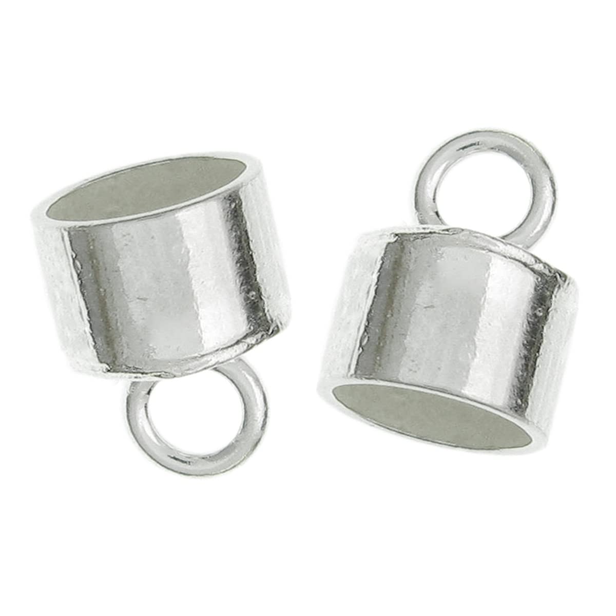 4 pcs .925 Sterling Silver Bead 7mm Leather Cord End Cap for Necklace Bracelet/Women Jewelry Making Findings/Bright