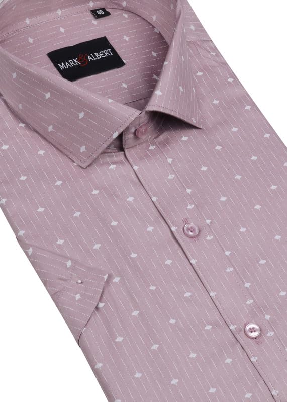 Image of MARK & ALBERT Men's 100% Cotton Printed Half Sleeves Regular Fit Shirt for Men