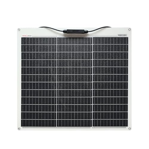 enjoy solar® Panneau Solaire Semi-flexible Monocristallin 50W 12V ETFE, Cellules Solaires PERC 182 * 182mm avec 10 Busbars - Idéal pour Camping-car, Installation de...