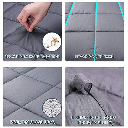 Secura Everyday Luxury Cobertor ponderado adulto premium, capa de minky azul removível e 2 fronhas (