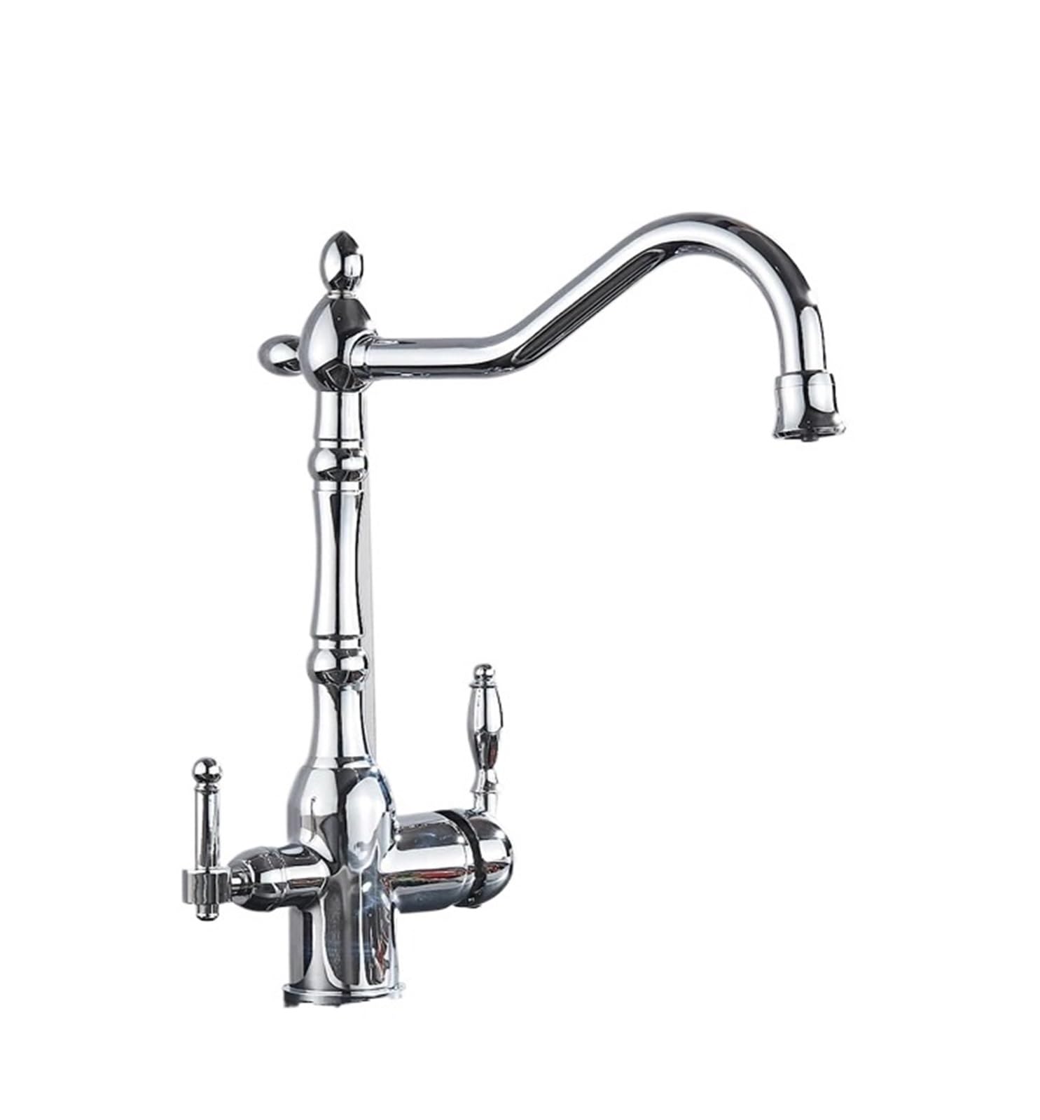 CZYWKDDPP Kitchen Tap, Purify Faucets Gold Mixer Cold and Hot 360 Rotation with Water Purification Features Crane Tap(Chrome)
