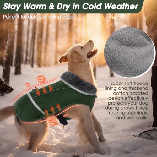 Image of QBLEEV Warm Dog Coat, Reflective Dog Jacket, Waterproof Dogs Winter Coat