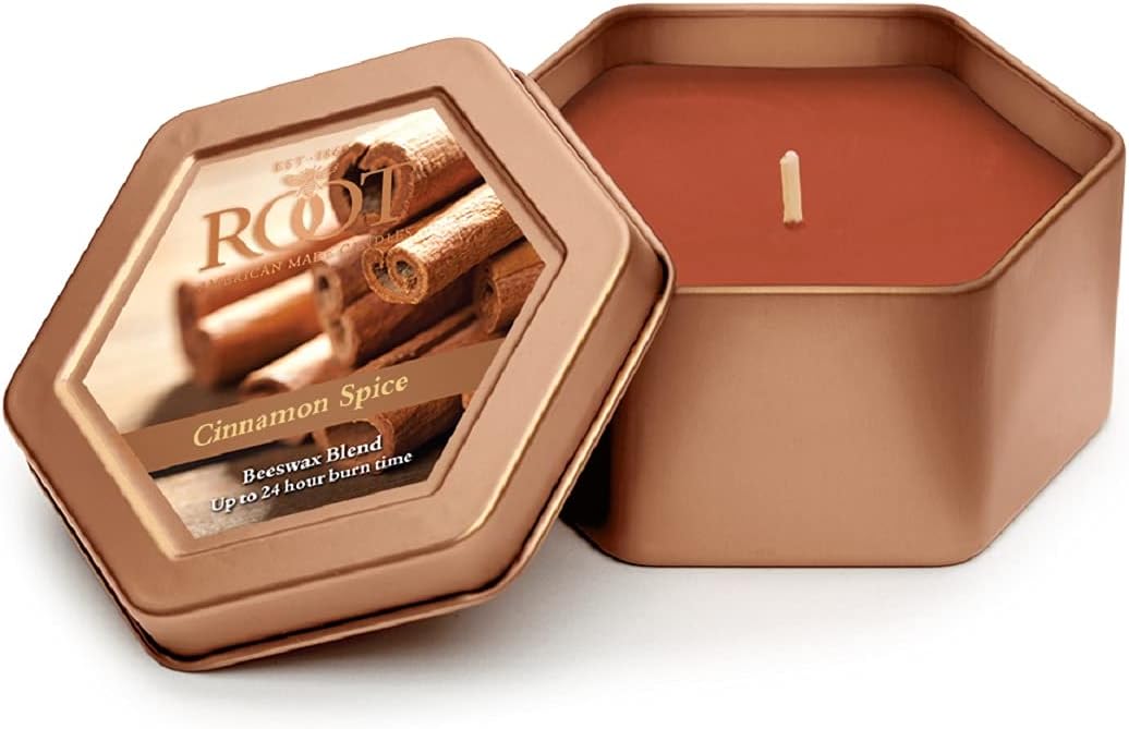 Root Candles Honeycomb Traveler Scented Beeswax Blend Candle, Cinnamon Spice
