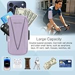 Running Phone Holder Women Men,Reflective Stripe Armband 7.5" Purple - Image 4