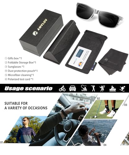 Image of Polarized Sunglasses for Men Rectangular Classic Al-Mg Metal Frame Sun Glasses Mens Sunglasses with UV Protection