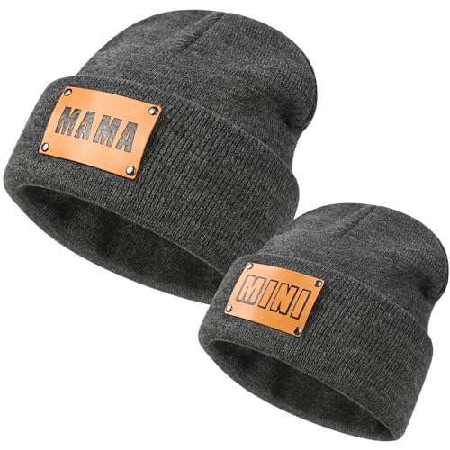 Image of Parent-Child Beanie Hat,Mother & Baby Daughter/Son Winter Warm Knit Hat,Kids Soft Beanie Cap