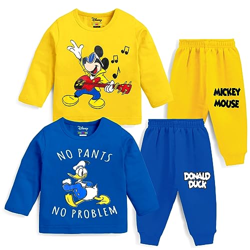 Image of Kuchipoo Disney Baby Boy Regular Fit Cotton T-Shirts and Pyjamas Set