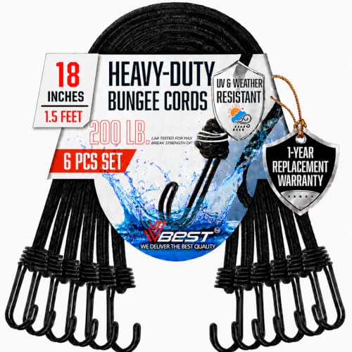 Image of 18 Inch Bungee Cords with Hooks - 12Pcs Bungee Set Heavy Duty Outdoor