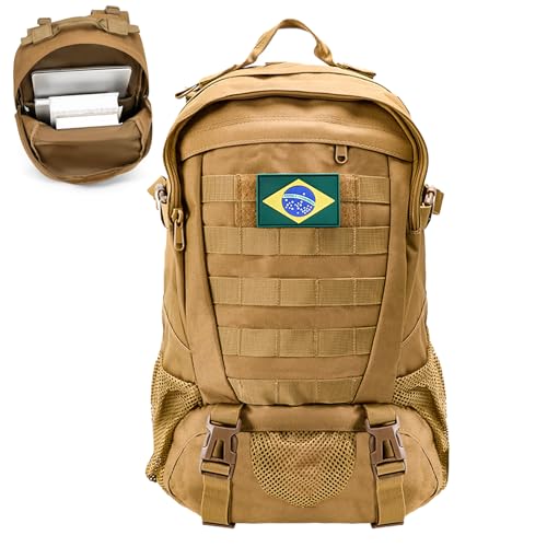30L Mochila Masculina Resistente à Água Impermeável, Leve e Espaçosa para Acampamento, Trekking e Aventuras Outdoor (Cor Areia)
