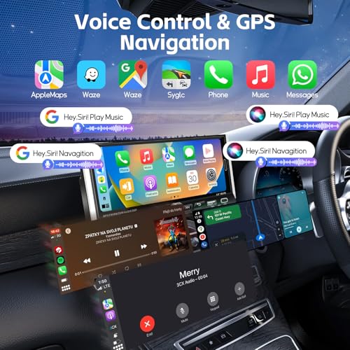 Image of Single Din Radio Car Stereo with Wireless Apple Carplay & Android Auto, 6.9 inch UHD Touchscreen Car Stereo with Bluetooth, 1080P Backup Camera Mirror Link Navigation USB Type-C Fast Charging FM /AM EQ SWC