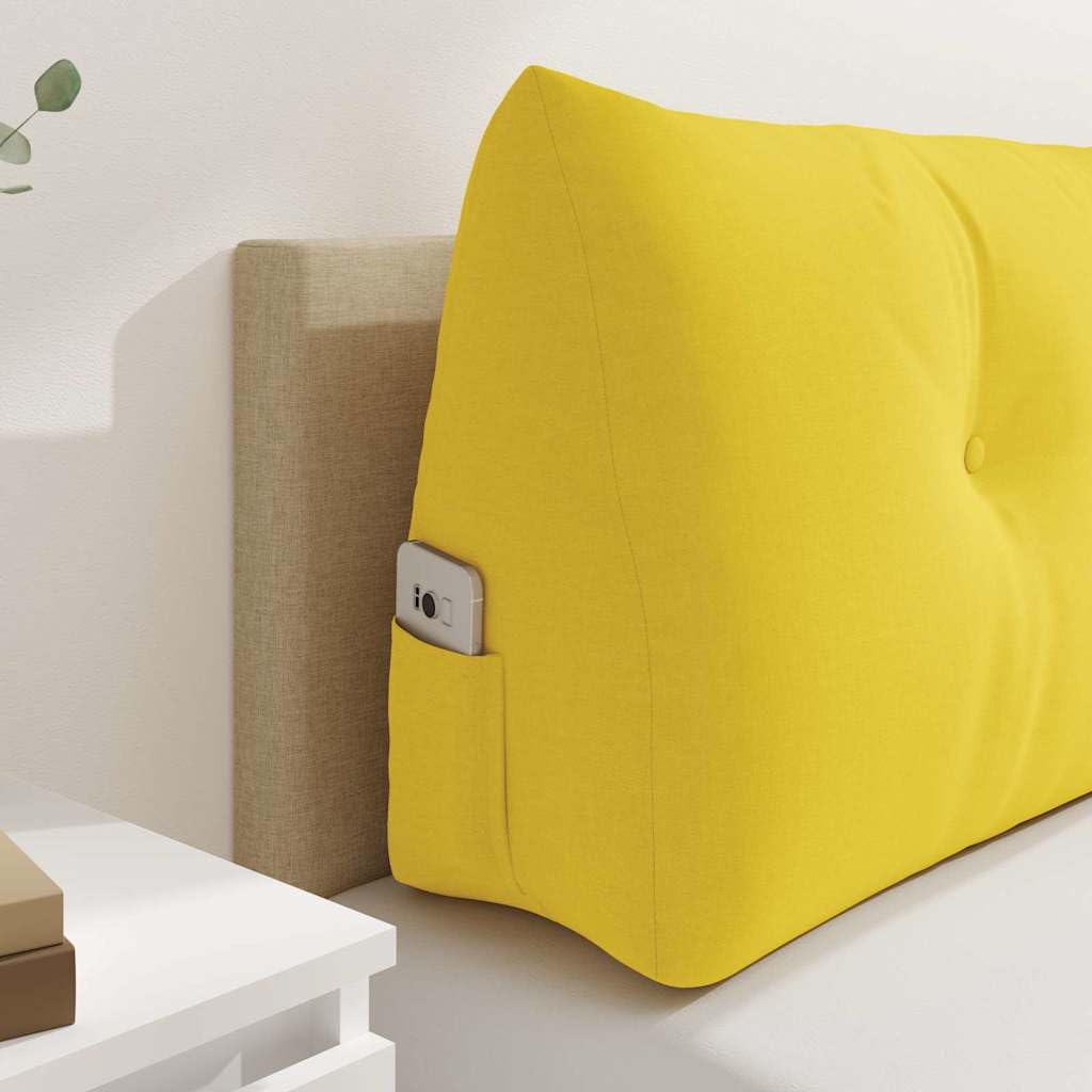 Cojín de espalda amarillo claro, 100 x 24 x 50 cm, tela ergonómica, cojín lumbar, cómodo para sofá, silla, oficina, hogar, lectura, sentado