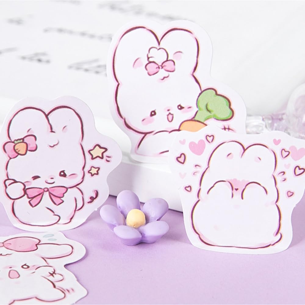 Obujopal 45Pcs Small Cute Bunny Rabbit Stickers for Scrapbooking Journaling Planners Laptop Diary Planner Collage Envelope Phone Case DIY Art Crafts Decoration - Image 3