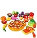 Funslane Pretend Play Food Set, 24 Pcs Cutting Food Play Set for Kids, Kitchen Food Toys Fun Cutting Pizza Fruits Vegetables