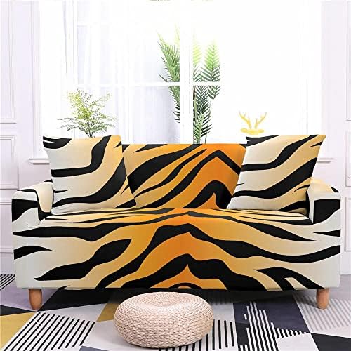 2 Seater Animal Skin Leopard Print Tiger Pattern Slipcovers Elastic Couch Cover for Living Room Furniture Protector Sofa Towel 57-73in