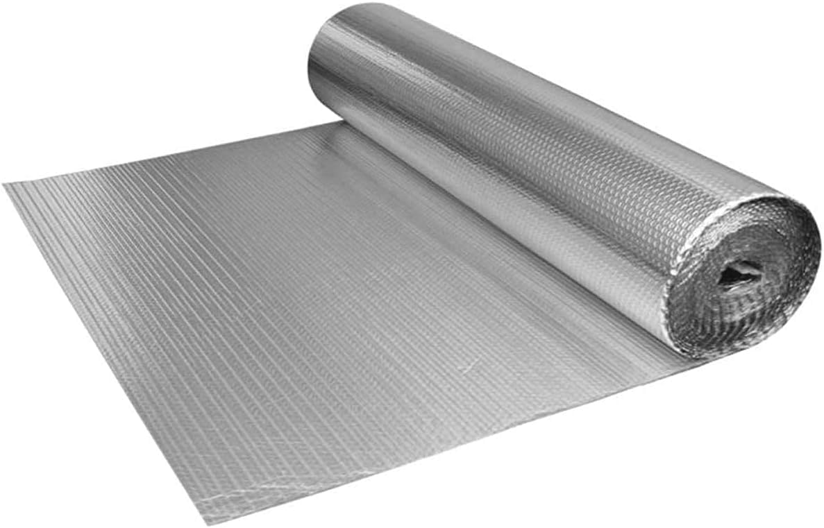 Aislamiento Térmico Bubble Foil Insulation Double Aluminium Layer Bubble Wrap Reflective Foam Insulationn Roll Heat Retention Self-Adhesive, Warm(Size:1x10m) (Size : 1x10m)
