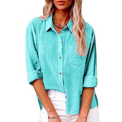 LRMQS Button Down Shirts for Women Gauze Cotton Long Sleeve Shirt Collared Plus Size Blouses 2025 Summer Linen Tops Clothing2