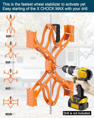 Image of RV Wheel Chocks Stabilizers for Campers Travel Trailers, Drill Adjust 2PCS (Orange)